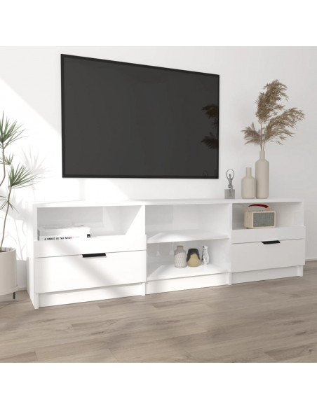Mobile per TV Bianco Lucido 150x33,5x45cm Legno Ingegnerizzato