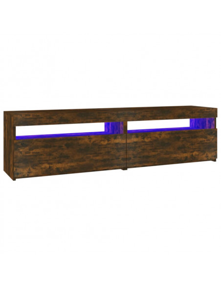 Mobile Porta TV con Luci LED 2pz Rovere Fumo 75x35x40 cm