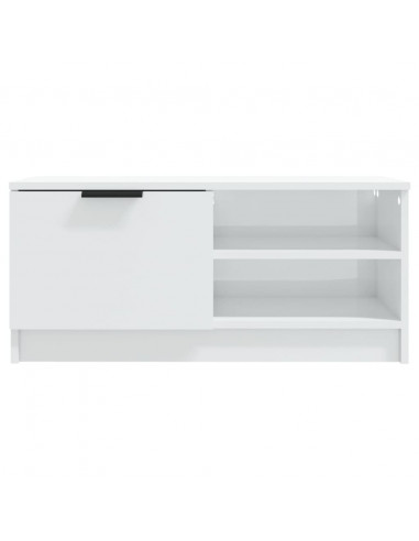 Mobile Porta TV Bianco Lucido 80x35x45 cm in Legno Multistrato