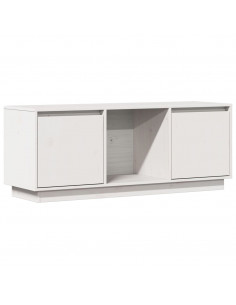 Mobile Porta TV Bianco 110,5x35x44 cm in Legno Massello di Pino 2