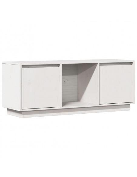 Mobile Porta TV Bianco 110,5x35x44 cm in Legno Massello di Pino