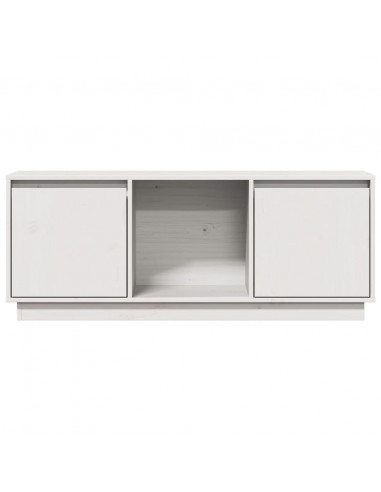 Mobile Porta TV Bianco 110,5x35x44 cm in Legno Massello di Pino