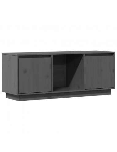 Mobile Porta TV Grigio 110,5x35x44 cm in Legno Massello di Pino