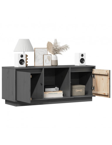 Mobile Porta TV Grigio 110,5x35x44 cm in Legno Massello di Pino