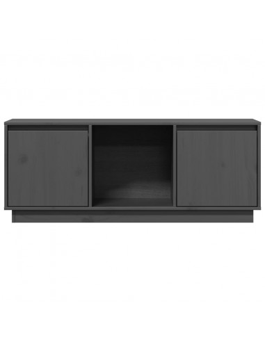 Mobile Porta TV Grigio 110,5x35x44 cm in Legno Massello di Pino