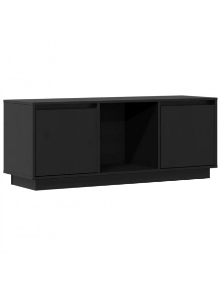 Mobile Porta TV Nero 110,5x35x44 cm in Legno Massello di Pino