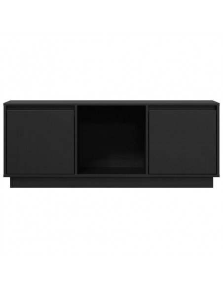 Mobile Porta TV Nero 110,5x35x44 cm in Legno Massello di Pino