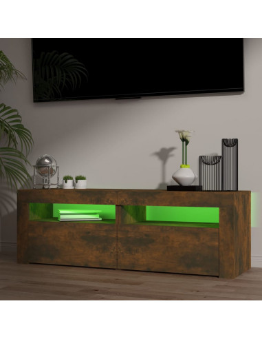 Mobile Porta TV con Luci LED Rovere Fumo 120x35x40 cm