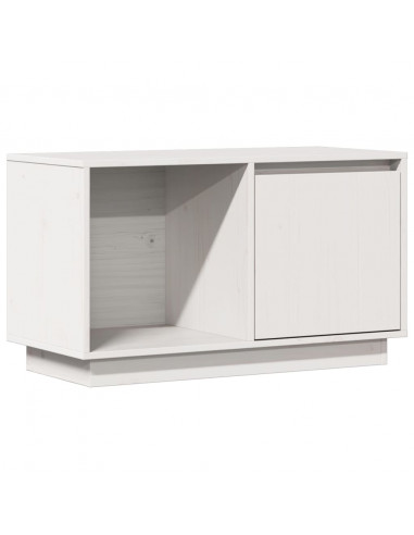 Mobile Porta TV Bianco 74x35x44 cm in Legno Massello di Pino