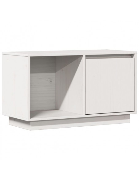 Mobile Porta TV Bianco 74x35x44 cm in Legno Massello di Pino
