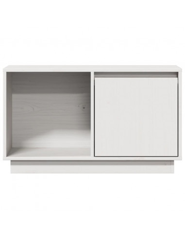 Mobile Porta TV Bianco 74x35x44 cm in Legno Massello di Pino