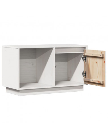 Mobile Porta TV Bianco 74x35x44 cm in Legno Massello di Pino