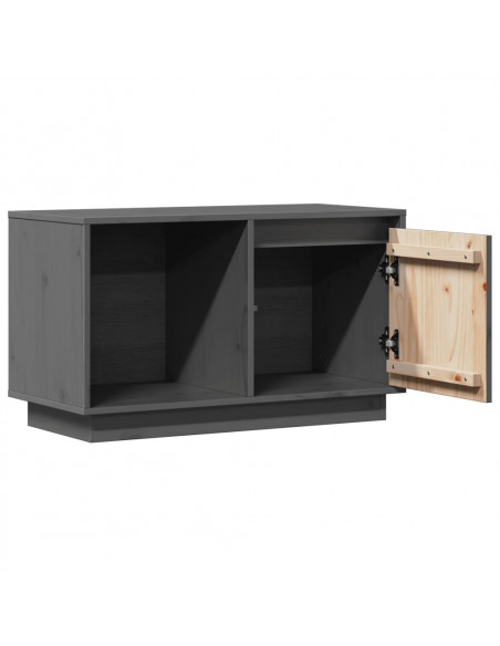 Mobile Porta TV Grigio 74x35x44 cm in Legno Massello di Pino