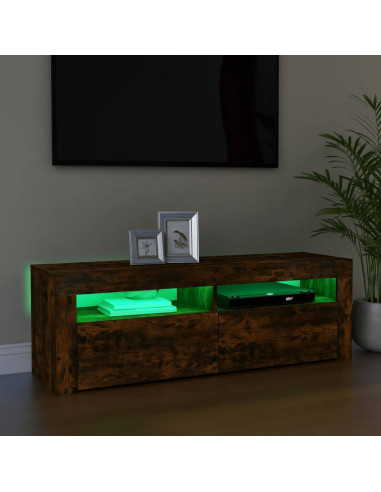 Mobile Porta TV con Luci LED Rovere Fumo 120x35x40 cm