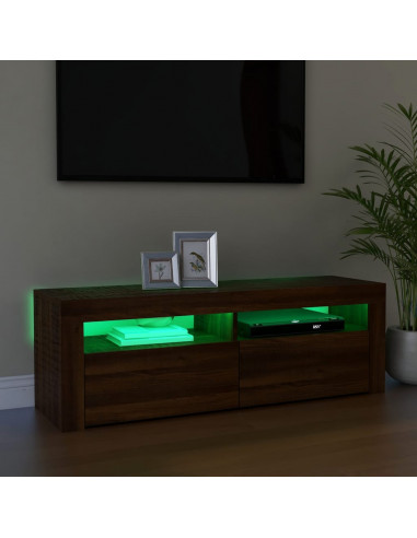 Mobile Porta TV con Luci LED Rovere Marrone 120x35x40 cm