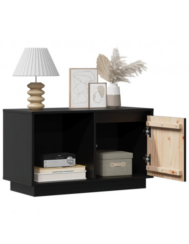 Mobile Porta TV Nero 74x35x44 cm in Legno Massello di Pino