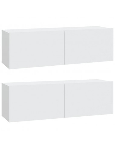 Mobili TV da Parete 2 pz Bianchi 100x30x30 cm Legno Multistrato