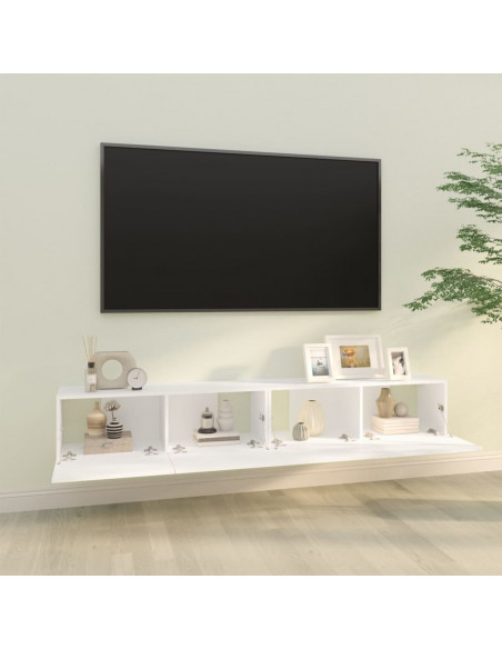 Mobili TV da Parete 2 pz Bianchi 100x30x30 cm Legno Multistrato