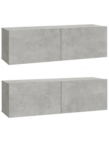 Mobili TV da Parete 2 pz Grigio Cemento 100x30x30 cm in Legno