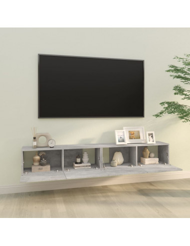 Mobili TV da Parete 2 pz Grigio Cemento 100x30x30 cm in Legno