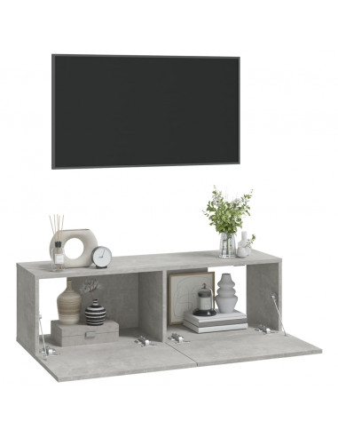 Mobili TV da Parete 2 pz Grigio Cemento 100x30x30 cm in Legno
