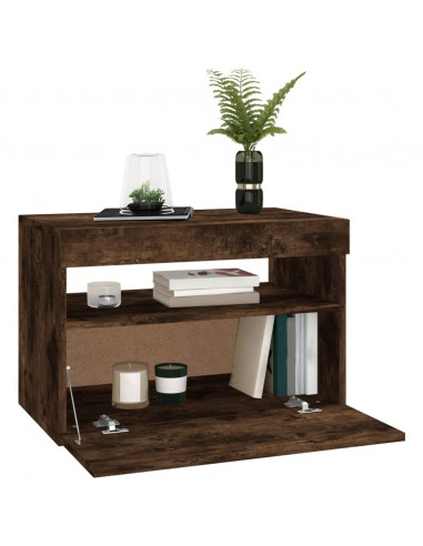 Mobile Porta TV con Luci LED Rovere Fumo 60x35x40 cm