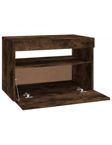 Mobile Porta TV con Luci LED Rovere Fumo 60x35x40 cm