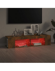 Mobile Porta TV con Luci LED Rovere Fumo 135x39x30 cm 2