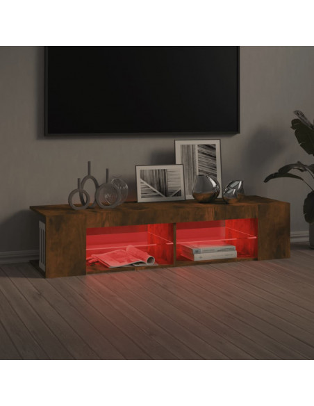 Mobile Porta TV con Luci LED Rovere Fumo 135x39x30 cm