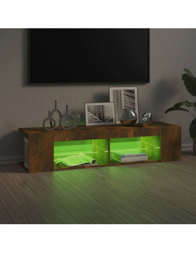 Mobile Porta TV con Luci LED Rovere Fumo 135x39x30 cm