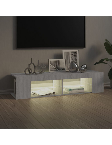 Mobile Porta TV con Luci LED Grigio Sonoma 135x39x30 cm