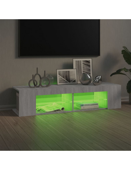 Mobile Porta TV con Luci LED Grigio Sonoma 135x39x30 cm
