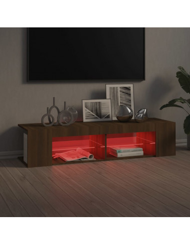 Mobile Porta TV con Luci LED Rovere Marrone 135x39x30 cm