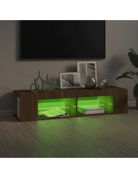 Mobile Porta TV con Luci LED Rovere Marrone 135x39x30 cm