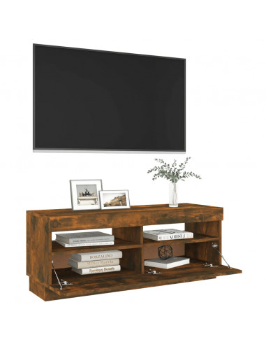 Mobile Porta TV con Luci LED Rovere Fumo 100x35x40 cm