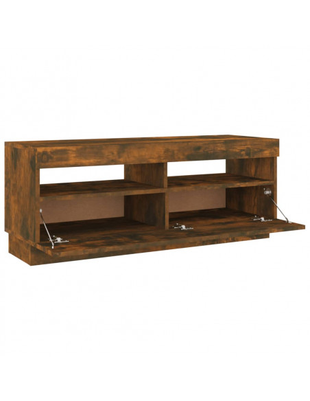 Mobile Porta TV con Luci LED Rovere Fumo 100x35x40 cm