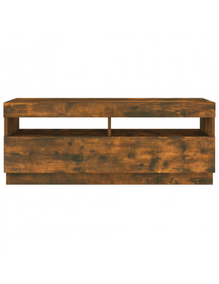 Mobile Porta TV con Luci LED Rovere Fumo 100x35x40 cm
