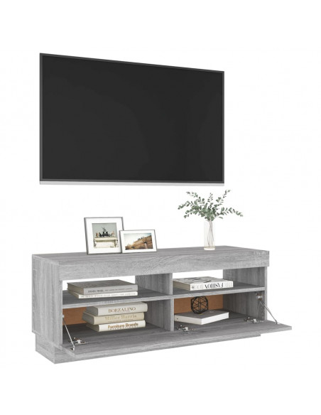 Mobile Porta TV con Luci LED Grigio Sonoma 100x35x40 cm