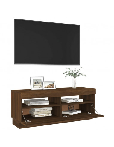 Mobile Porta TV con Luci LED Rovere Marrone 100x35x40 cm