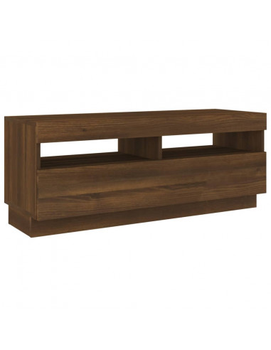 Mobile Porta TV con Luci LED Rovere Marrone 100x35x40 cm