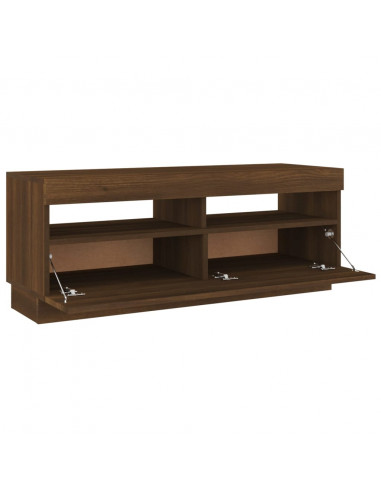 Mobile Porta TV con Luci LED Rovere Marrone 100x35x40 cm