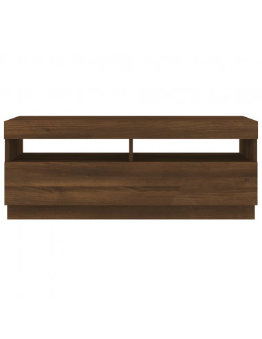 Mobile Porta TV con Luci LED Rovere Marrone 100x35x40 cm