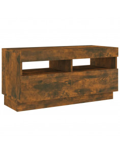 Mobile Porta TV con Luci LED Rovere Fumo 80x35x40 cm 2