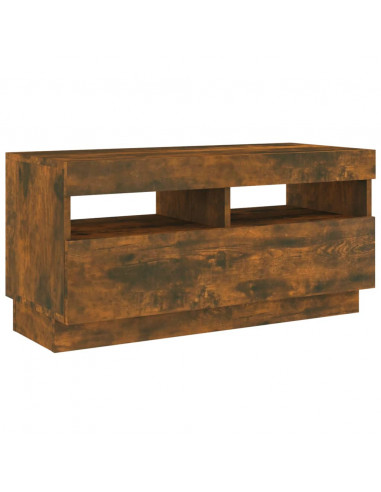 Mobile Porta TV con Luci LED Rovere Fumo 80x35x40 cm