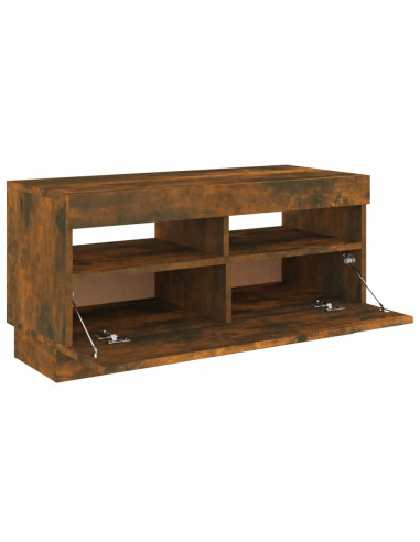 Mobile Porta TV con Luci LED Rovere Fumo 80x35x40 cm