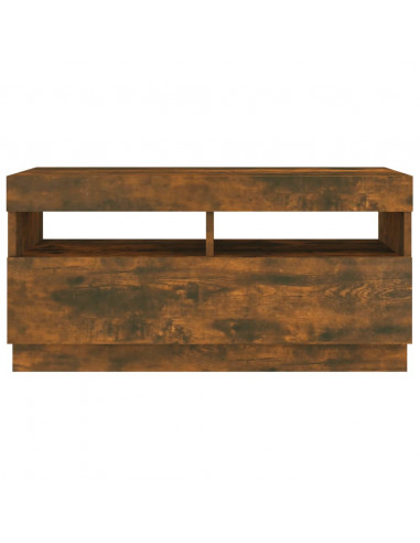 Mobile Porta TV con Luci LED Rovere Fumo 80x35x40 cm