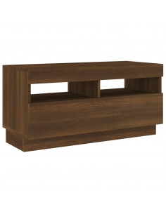 Mobile Porta TV con Luci LED Rovere Marrone 80x35x40 cm 2