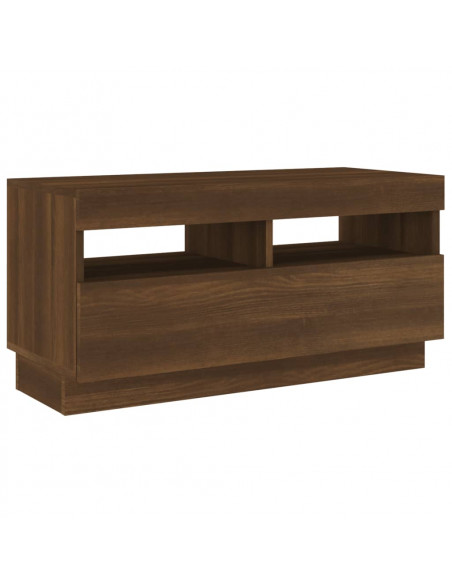 Mobile Porta TV con Luci LED Rovere Marrone 80x35x40 cm