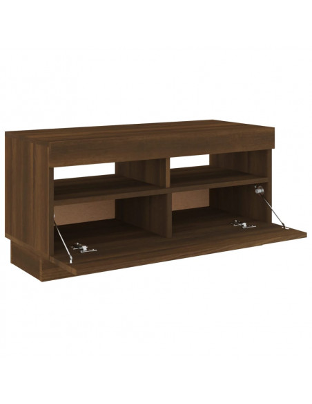 Mobile Porta TV con Luci LED Rovere Marrone 80x35x40 cm