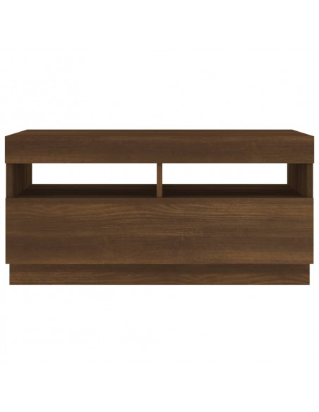 Mobile Porta TV con Luci LED Rovere Marrone 80x35x40 cm